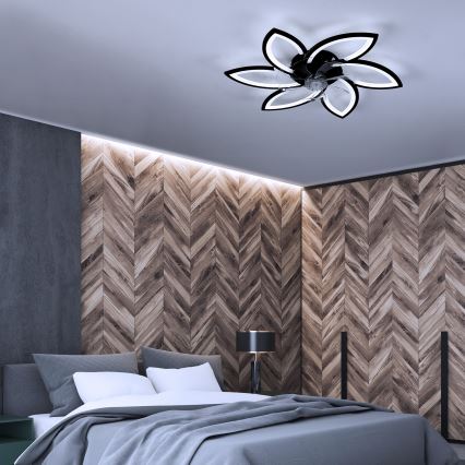 Brilagi - Iluminação de teto LED com regulação e ventoinha LED/50W/230V 3000-6500K preto + comando