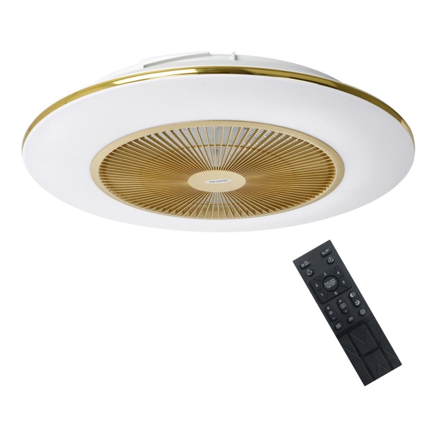 Brilagi - Iluminação LED com regulação e ventoinha AURA LED/38W/230V 3000-6000K dourado + controlo remoto