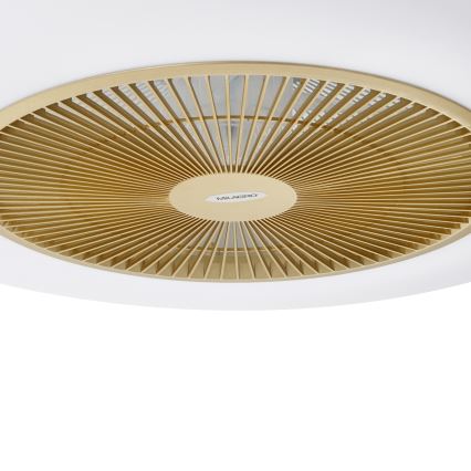 Brilagi - Iluminação LED com regulação e ventoinha AURA LED/38W/230V 3000-6000K dourado + controlo remoto