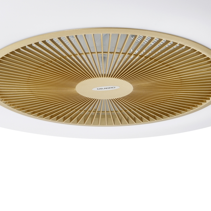 Brilagi - Iluminação LED com regulação e ventoinha AURA LED/38W/230V 3000-6000K dourado + controlo remoto