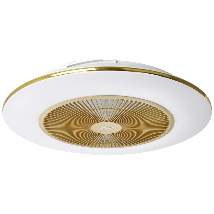 Brilagi - Iluminação LED com regulação e ventoinha AURA LED/38W/230V 3000-6000K dourado + controlo remoto