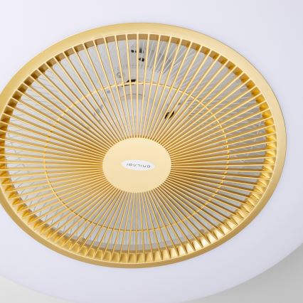 Brilagi - Iluminação LED com regulação e ventoinha AURA LED/38W/230V 3000-6000K dourado + controlo remoto