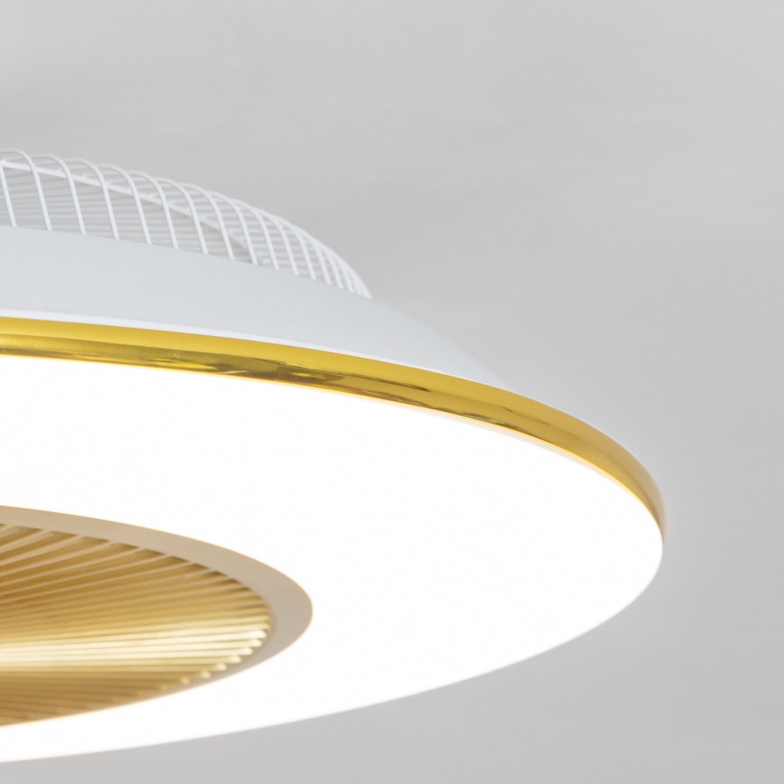 Brilagi - Iluminação LED com regulação e ventoinha AURA LED/38W/230V 3000-6000K dourado + controlo remoto