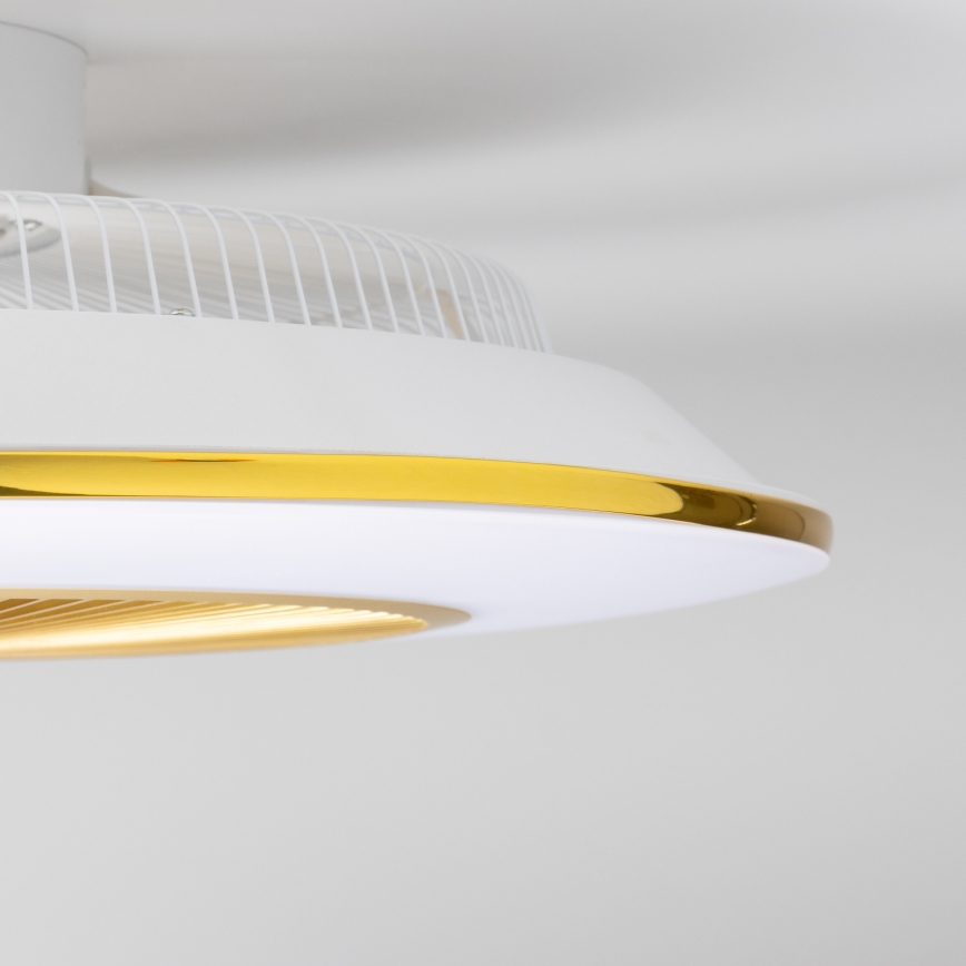 Brilagi - Iluminação LED com regulação e ventoinha AURA LED/38W/230V 3000-6000K dourado + controlo remoto