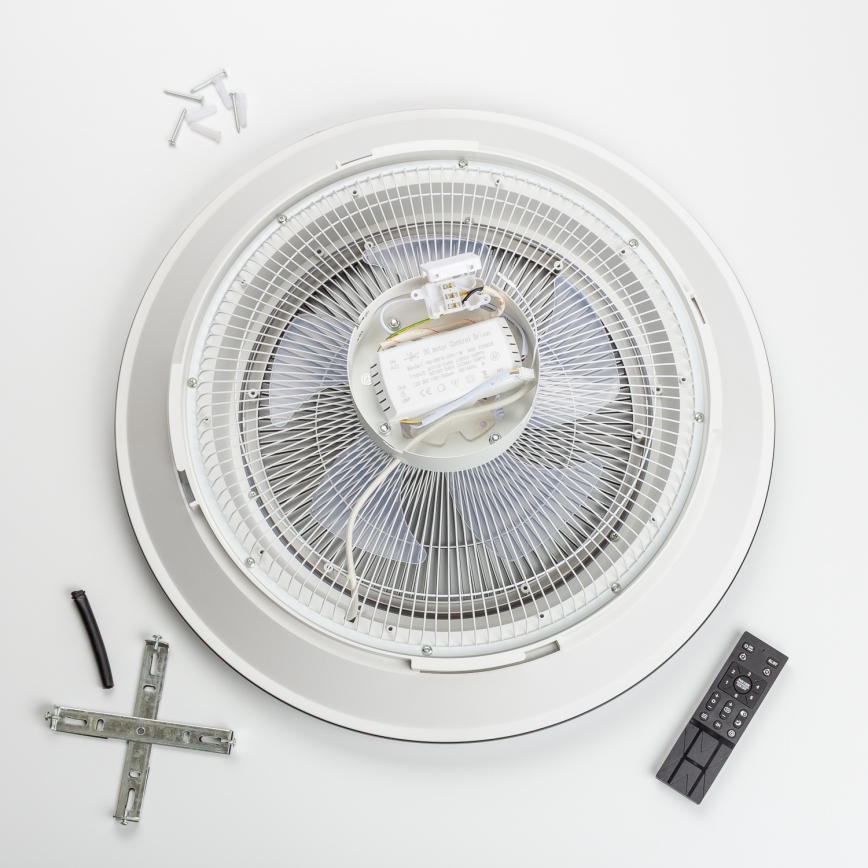 Brilagi - Iluminação LED com regulação e ventoinha AURA LED/38W/230V 3000-6000K prateado + controlo remoto