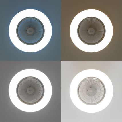 Brilagi - Iluminação LED com regulação e ventoinha AURA LED/38W/230V 3000-6000K prateado + controlo remoto
