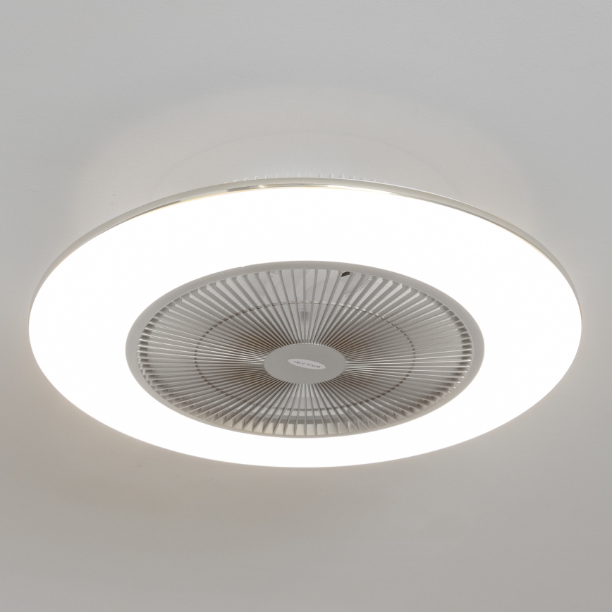 Brilagi - Iluminação LED com regulação e ventoinha AURA LED/38W/230V 3000-6000K prateado + controlo remoto