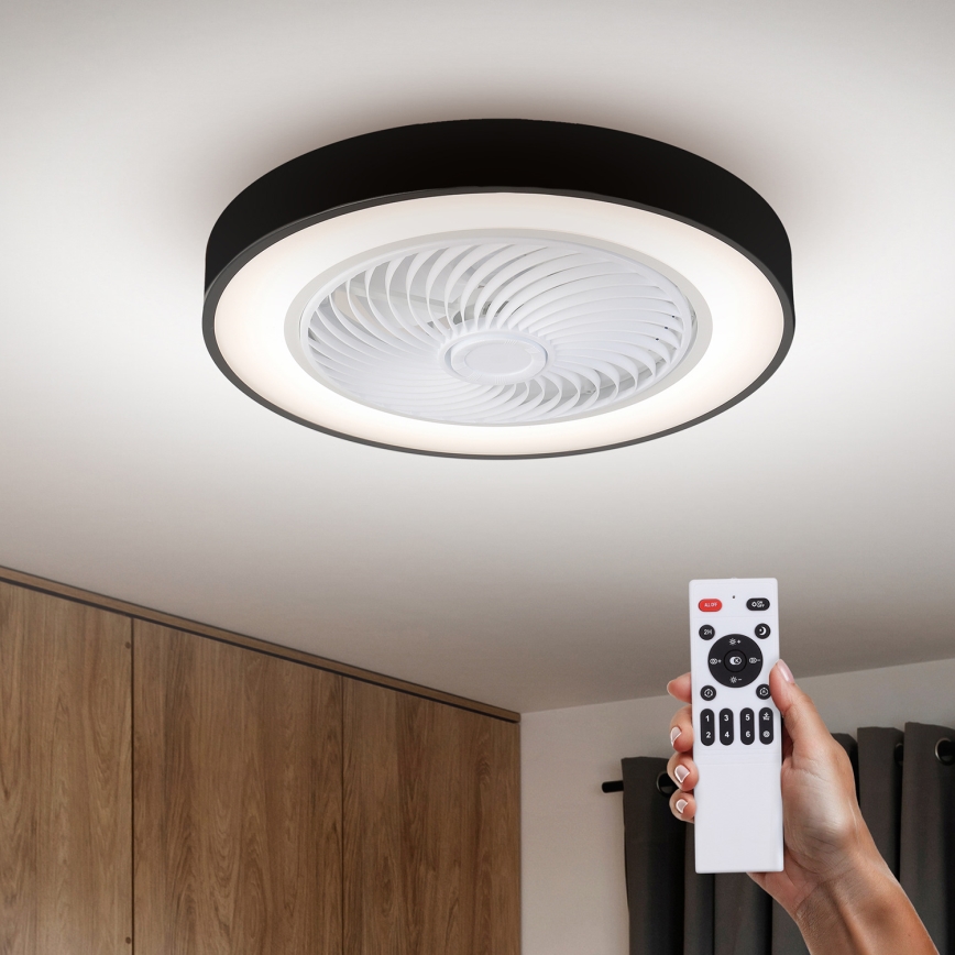 Brilagi - Iluminação de teto LED com regulação e ventoinha LED/30W/230V 3000-6500K preto + comando
