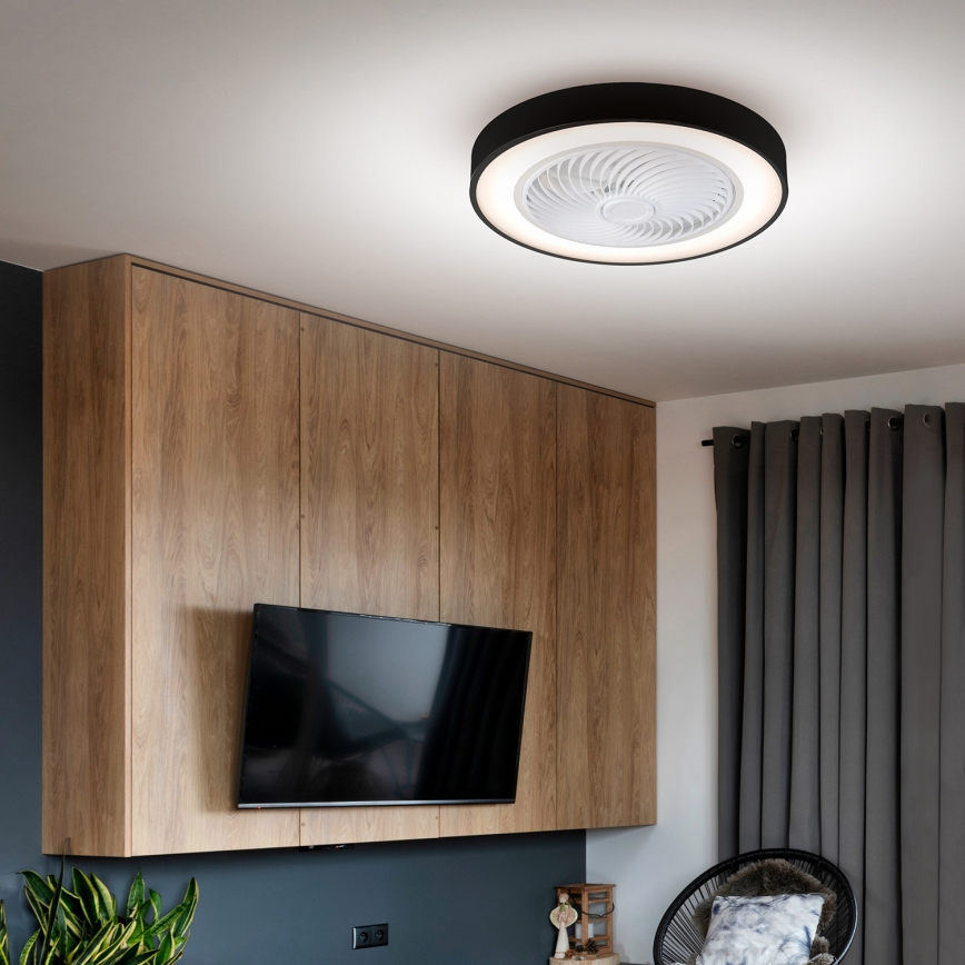Brilagi - Iluminação de teto LED com regulação e ventoinha LED/30W/230V 3000-6500K preto + comando