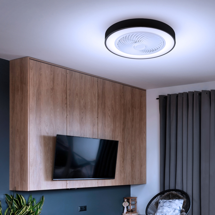 Brilagi - Iluminação de teto LED com regulação e ventoinha LED/30W/230V 3000-6500K preto + comando