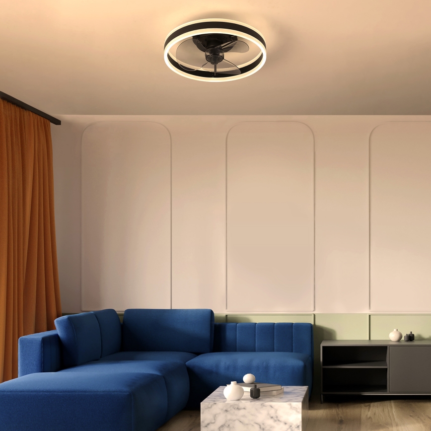 Brilagi - Iluminação de teto LED com regulação e ventoinha LED/30W/230V 3000-6500K preto + comando