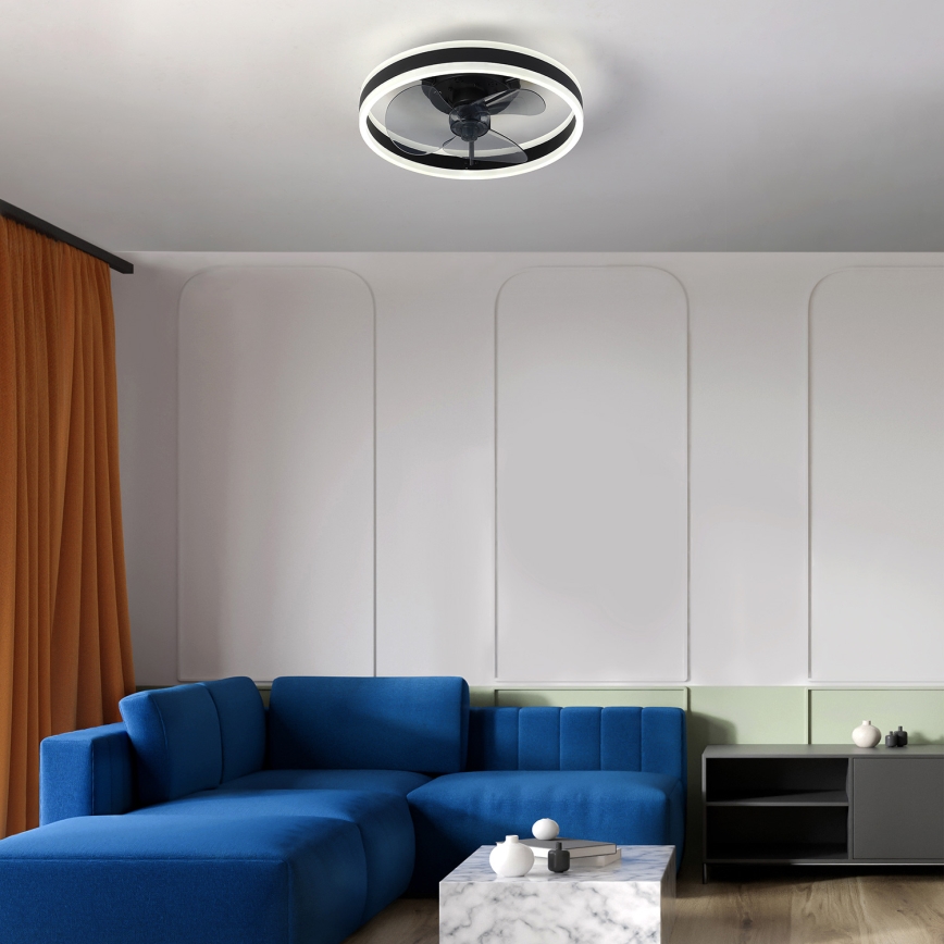 Brilagi - Iluminação de teto LED com regulação e ventoinha LED/30W/230V 3000-6500K preto + comando
