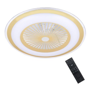 Brilagi - Iluminação LED com regulação e ventoinha RONDA LED/48W/230V 3000-6000K dourada + controlo remoto