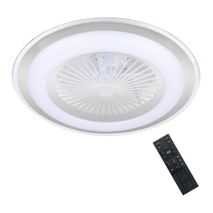 Brilagi - Iluminação LED com regulação e ventoinha RONDA LED/48W/230V 3000-6000K prateada + controlo remoto