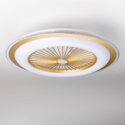 Brilagi - Iluminação LED com regulação e ventoinha RONDA LED/48W/230V 3000-6000K dourada + controlo remoto