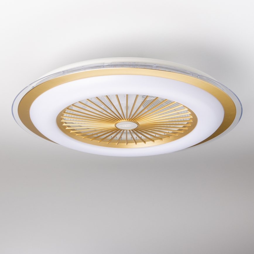 Brilagi - Iluminação LED com regulação e ventoinha RONDA LED/48W/230V 3000-6000K dourada + controlo remoto