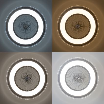 Brilagi - Iluminação LED com regulação e ventoinha RONDA LED/48W/230V 3000-6000K prateada + controlo remoto