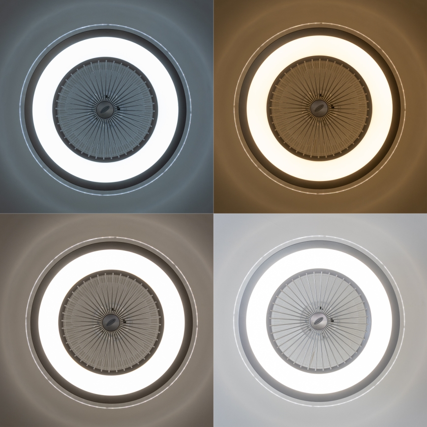 Brilagi - Iluminação LED com regulação e ventoinha RONDA LED/48W/230V 3000-6000K prateada + controlo remoto