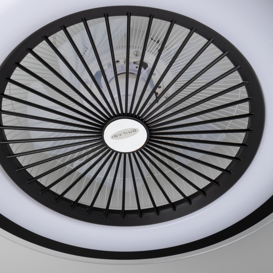 Brilagi - Iluminação LED com regulação e ventoinha RONDA LED/48W/230V 3000-6000K preto + controlo remoto