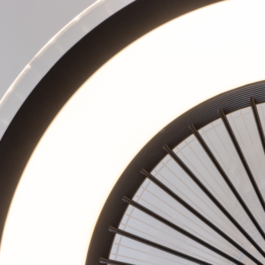 Brilagi - Iluminação LED com regulação e ventoinha RONDA LED/48W/230V 3000-6000K preto + controlo remoto