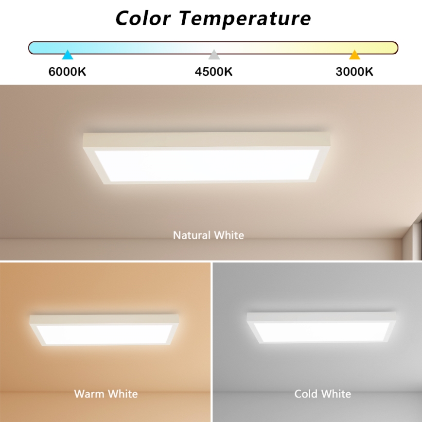 Brilagi - Iluminação de teto para casa de banho LED com regulação FRAME SMART LED/30W/230V 30x60 cm 3000-6000K IP44 branco + comando