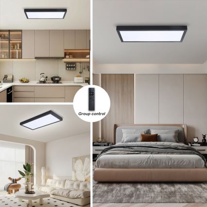 Brilagi - Iluminação de teto para casa de banho LED com regulação FRAME SMART LED/30W/230V 30x60 cm 3000-6000K  IP44 preto  + comando