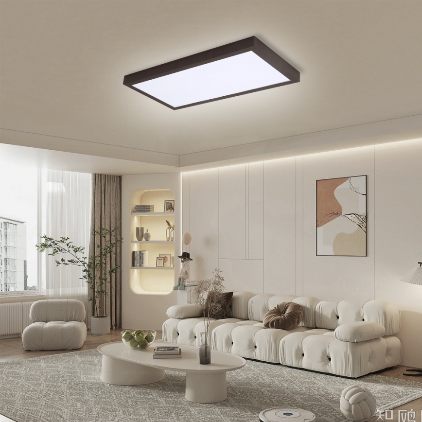 Brilagi - Iluminação de teto para casa de banho LED com regulação FRAME SMART LED/30W/230V 30x60 cm 3000-6000K  IP44 preto  + comando
