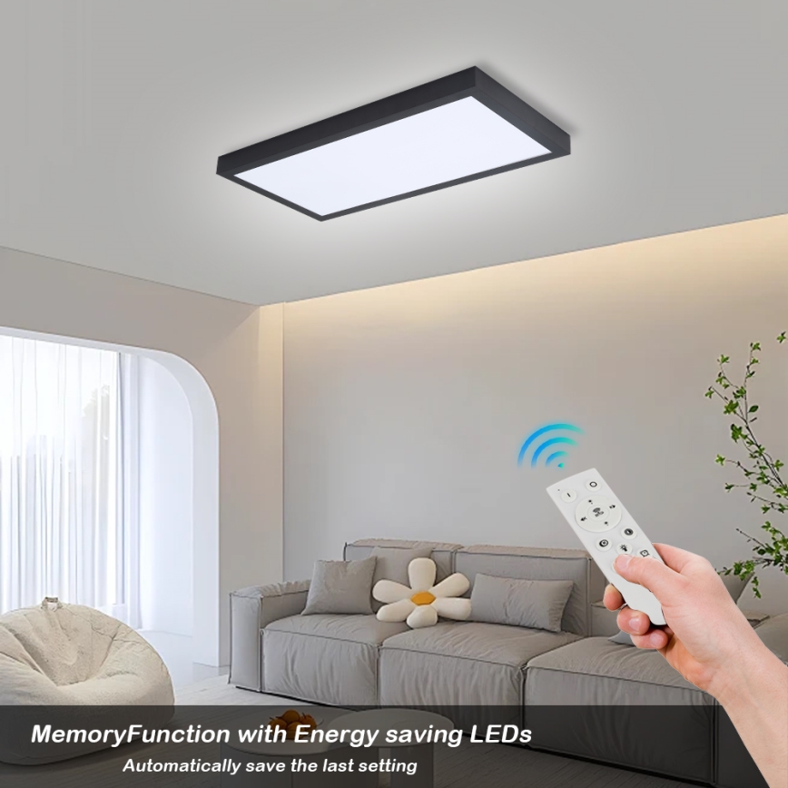 Brilagi - Iluminação de teto para casa de banho LED com regulação FRAME SMART LED/30W/230V 30x60 cm 3000-6000K  IP44 preto  + comando