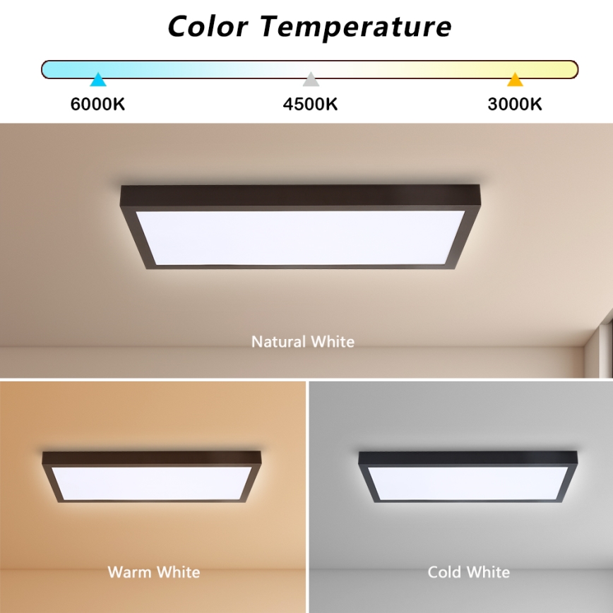 Brilagi - Iluminação de teto para casa de banho LED com regulação FRAME SMART LED/30W/230V 30x60 cm 3000-6000K  IP44 preto  + comando