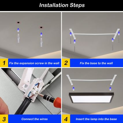Brilagi - Iluminação de teto para casa de banho LED com regulação FRAME SMART LED/30W/230V 30x60 cm 3000-6000K  IP44 preto  + comando