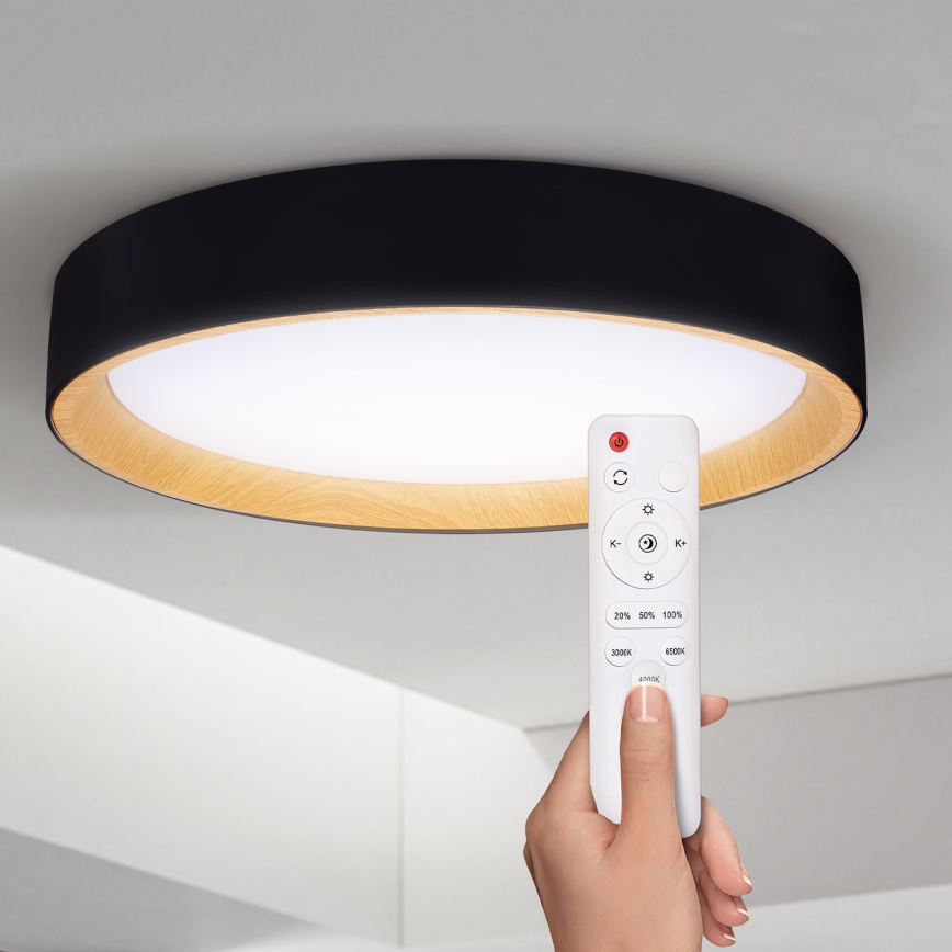 Brilagi - Iluminação de teto LED com regulação LARIOS LED/48W/230V 3000-6500K ø 39 cm preto + comando