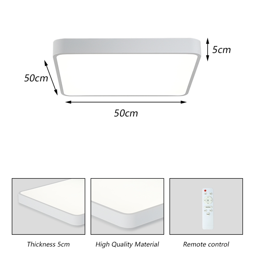 Brilagi - Iluminação de teto LED com regulação POOL LED/48W/230V 3000-6000K 50x50 cm branco + comando