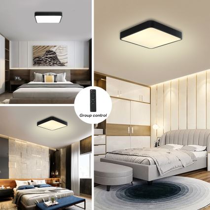 Brilagi - Iluminação de teto LED com regulação POOL LED/48W/230V 3000-6000K 50x50 cm preto + comando