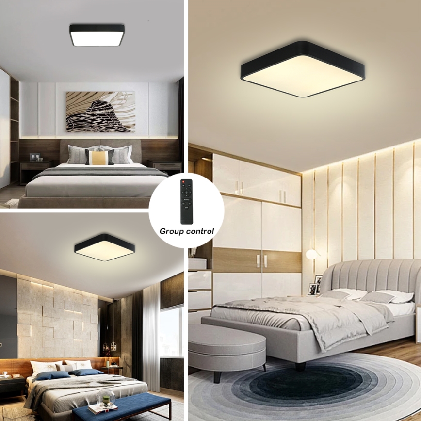 Brilagi - Iluminação de teto LED com regulação POOL LED/48W/230V 3000-6000K 50x50 cm preto + comando