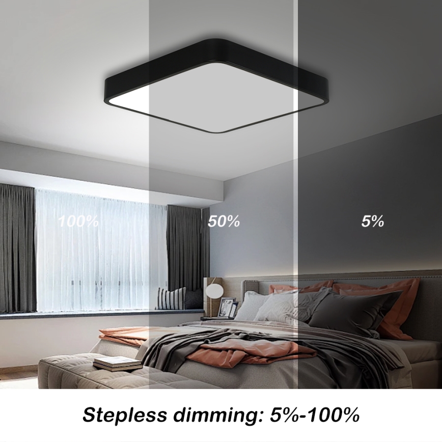Brilagi - Iluminação de teto LED com regulação POOL LED/48W/230V 3000-6000K 50x50 cm preto + comando