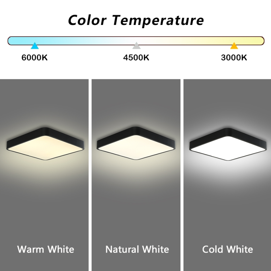 Brilagi - Iluminação de teto LED com regulação POOL LED/48W/230V 3000-6000K 50x50 cm preto + comando
