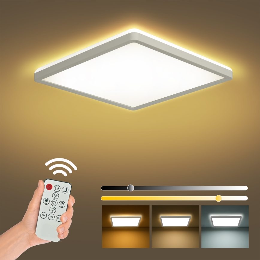 Brilagi - Iluminação de teto LED com regulação ULTRA SLIM LED/18W/230V 2700-6500K 30x30 cm branco + comando
