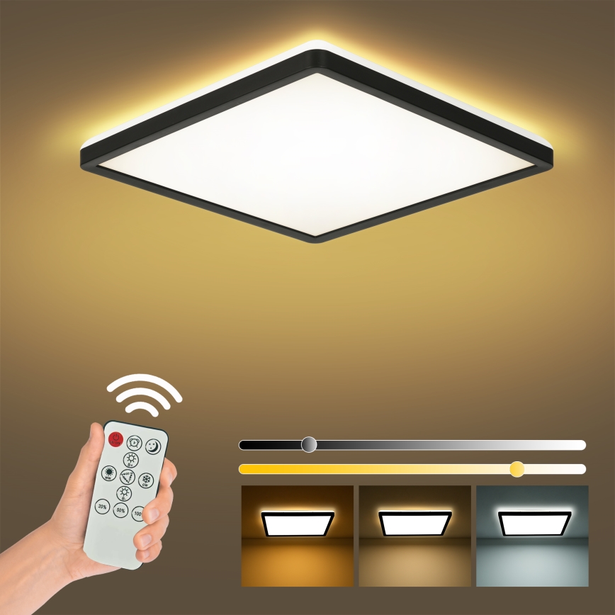Brilagi - Iluminação de teto LED com regulação ULTRA SLIM LED/18W/230V 2700-6500K 30x30 cm preto + comando