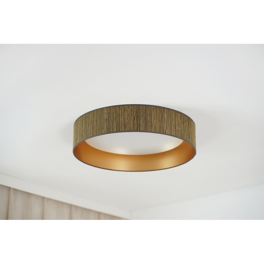 Brilagi - Iluminação de teto LED com regulação VEGAS SHINE LED/24W/230V 3000/4000/6500K palha castanho/dourado + comando