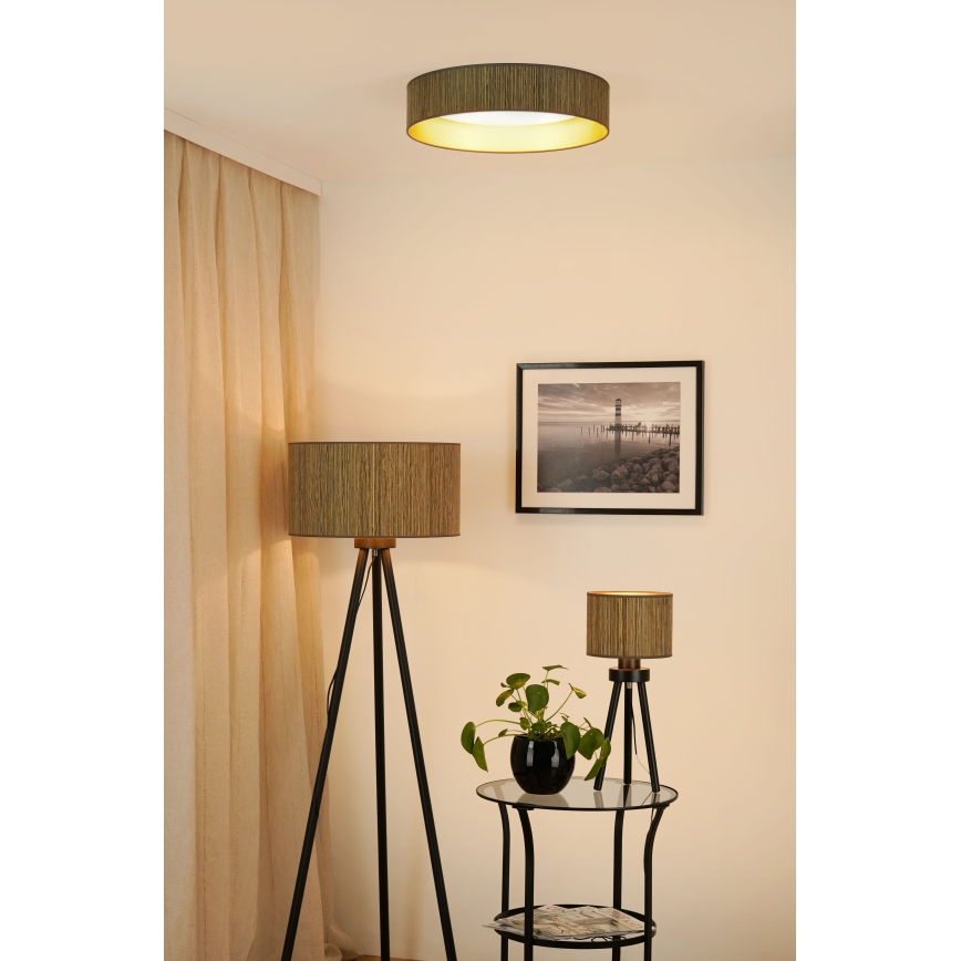 Brilagi - Iluminação de teto LED com regulação VEGAS SHINE LED/24W/230V 3000/4000/6500K palha castanho/dourado + comando