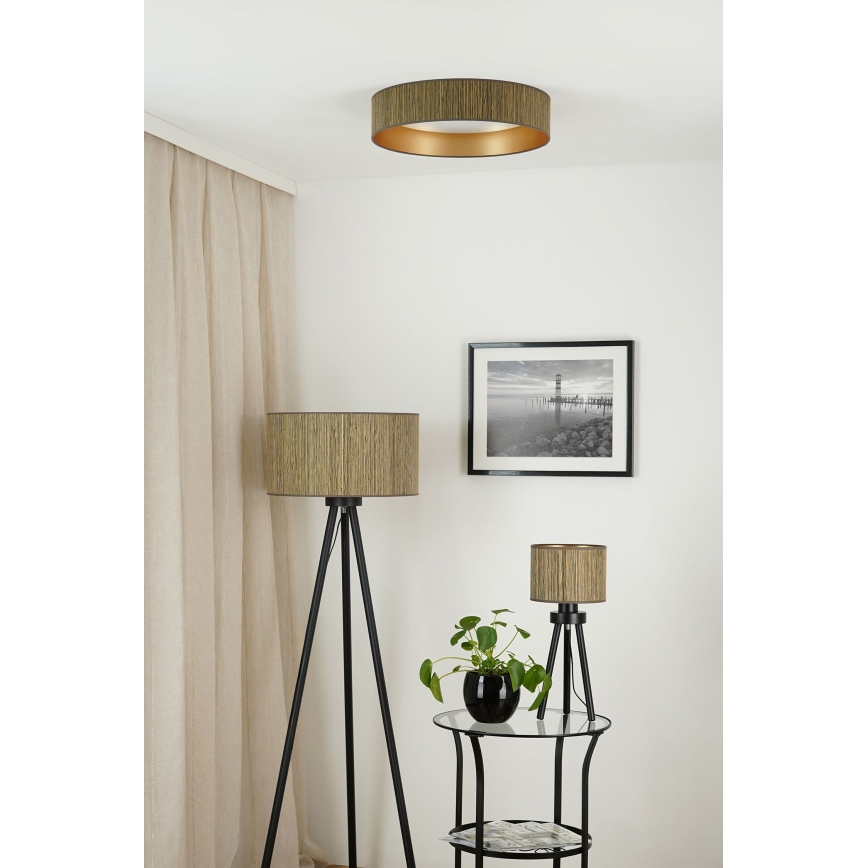 Brilagi - Iluminação de teto LED com regulação VEGAS SHINE LED/24W/230V 3000/4000/6500K palha castanho/dourado + comando