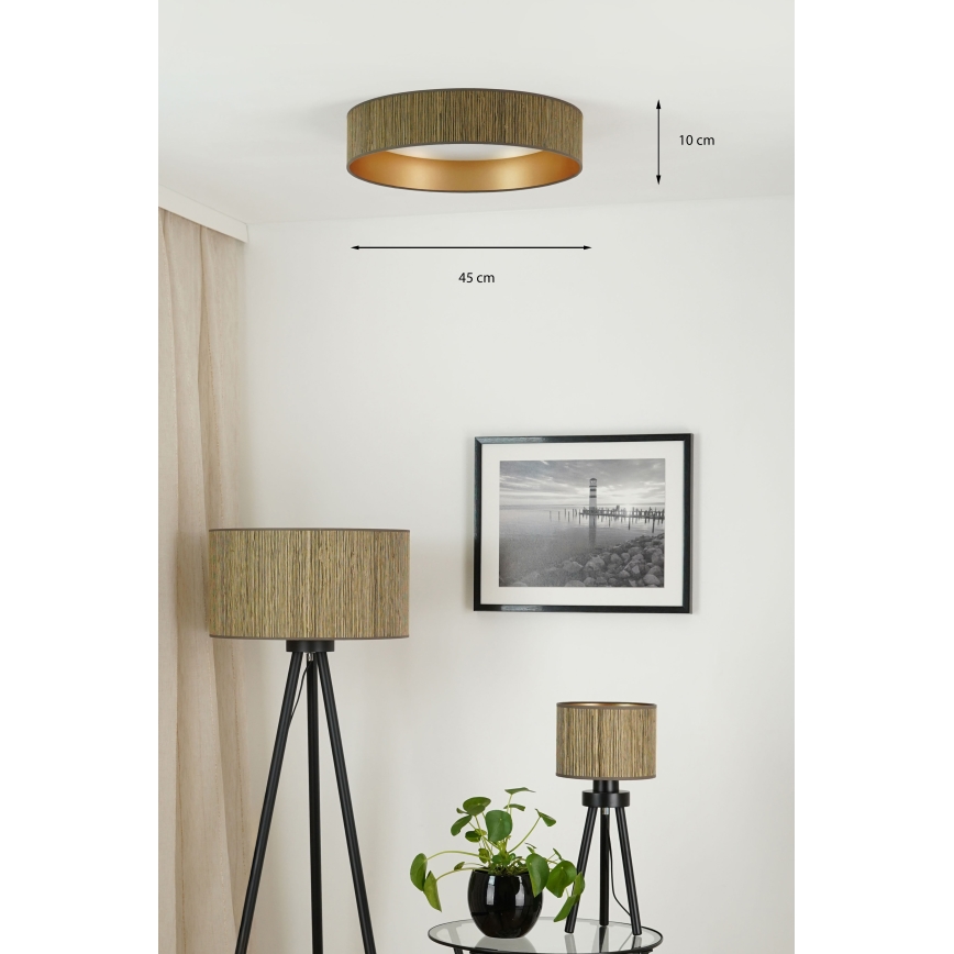 Brilagi - Iluminação de teto LED com regulação VEGAS SHINE LED/24W/230V 3000/4000/6500K palha castanho/dourado + comando