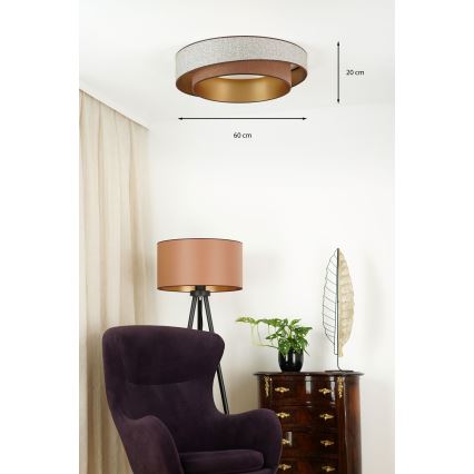 Brilagi - Iluminação de teto LED com regulação VEGAS SHINE LED/24W/230V diâmetro 60 cm 3000/4000/6500K castanho + comando