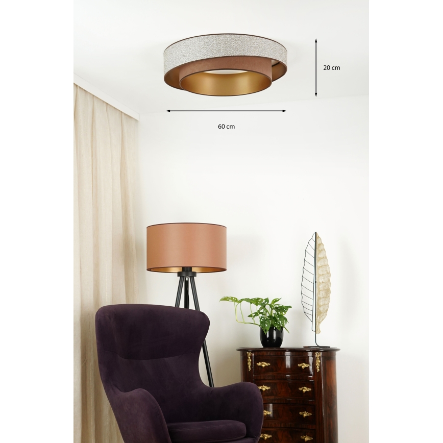 Brilagi - Iluminação de teto LED com regulação VEGAS SHINE LED/24W/230V diâmetro 60 cm 3000/4000/6500K castanho + comando