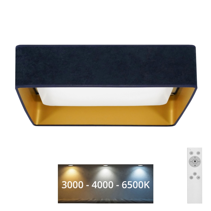 Brilagi - Iluminação de teto LED com regulação VELVET SQUARE LED/24W/230V 3000/4000/6500K + controlo remoto azul escuro