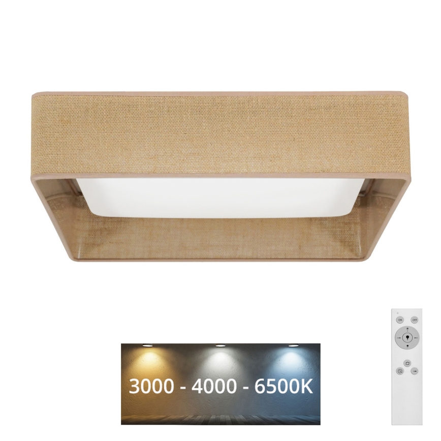 Brilagi - Iluminação de teto LED com regulação VELVET SQUARE LED/24W/230V 3000/4000/6500K + controlo remoto castanho