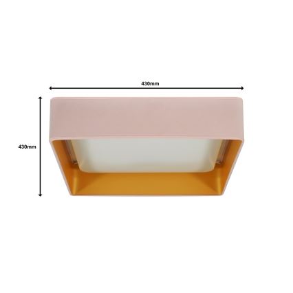 Brilagi - Iluminação de teto LED com regulação VELVET SQUARE LED/24W/230V 3000/4000/6500K + controlo remoto rosa