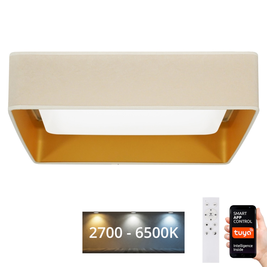 Brilagi - Iluminação de teto LED com regulação VELVET SQUARE SMART LED/36W/230V 2700-6500K Wi-Fi Tuya + comando creme