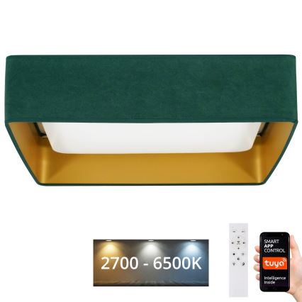 Brilagi - Iluminação de teto LED com regulação VELVET SQUARE SMART LED/36W/230V 2700-6500K Wi-Fi Tuya + controlo remoto verde