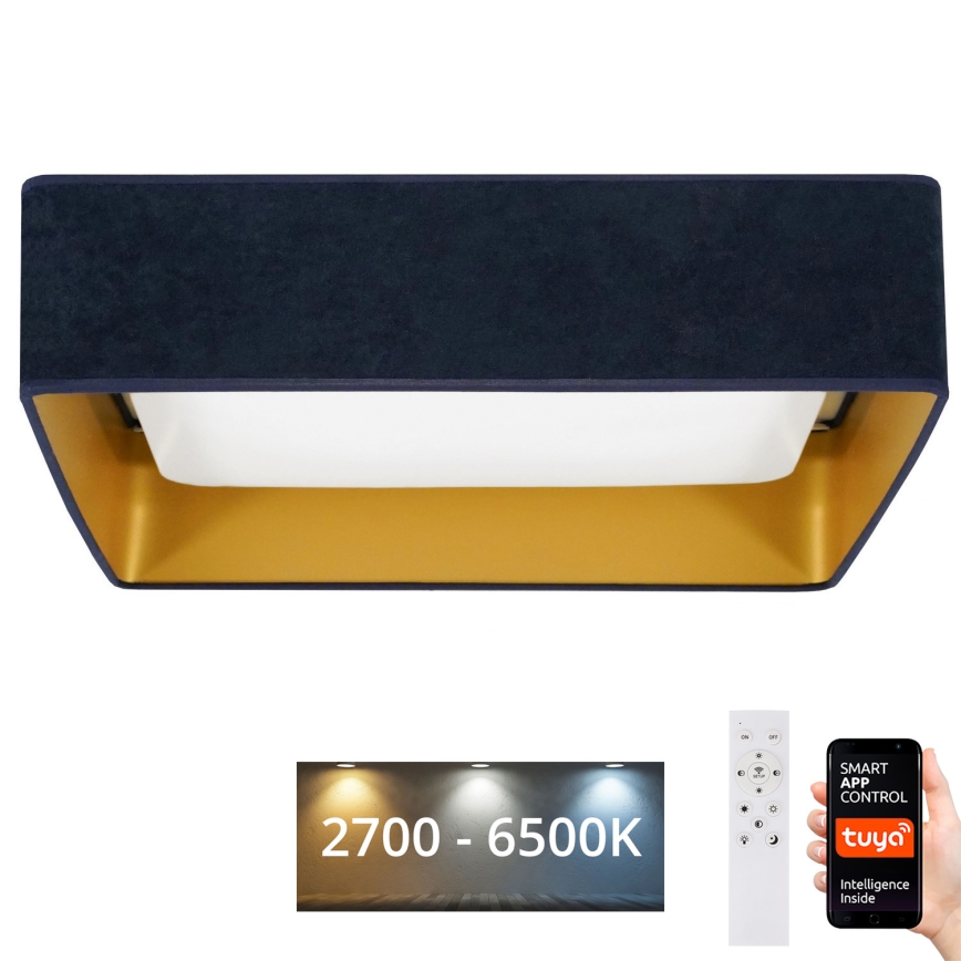 Brilagi - Iluminação de teto LED com regulação VELVET SQUARE SMART LED/36W/230V 2700-6500K Wi-Fi Tuya + controlo remoto azul escuro